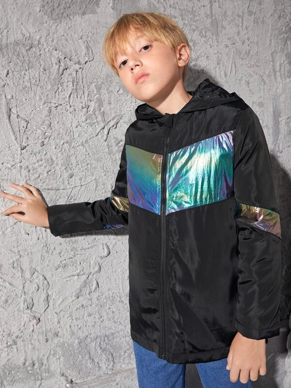 شى ان جاكيت بغطاء رأس وسحاب أمامي ثلاثي الأبعاد للأولاد 