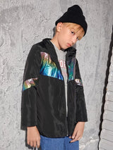 شى ان جاكيت بغطاء رأس وسحاب أمامي ثلاثي الأبعاد للأولاد 