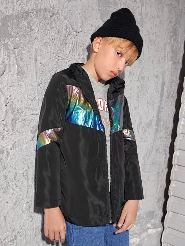 شى ان جاكيت بغطاء رأس وسحاب أمامي ثلاثي الأبعاد للأولاد 