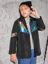 شى ان جاكيت بغطاء رأس وسحاب أمامي ثلاثي الأبعاد للأولاد 