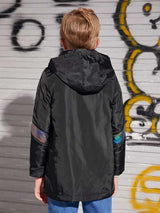 شى ان جاكيت بغطاء رأس وسحاب أمامي ثلاثي الأبعاد للأولاد 