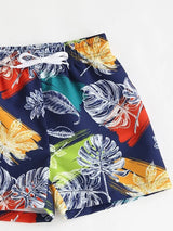 SHEIN Boys Leaf Print Swim Shorts