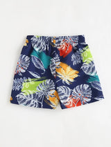 SHEIN Boys Leaf Print Swim Shorts