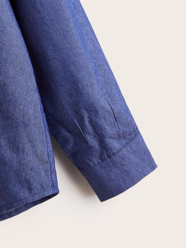 SHEIN Boys Letter Patched Detail Pocket Front Shirt