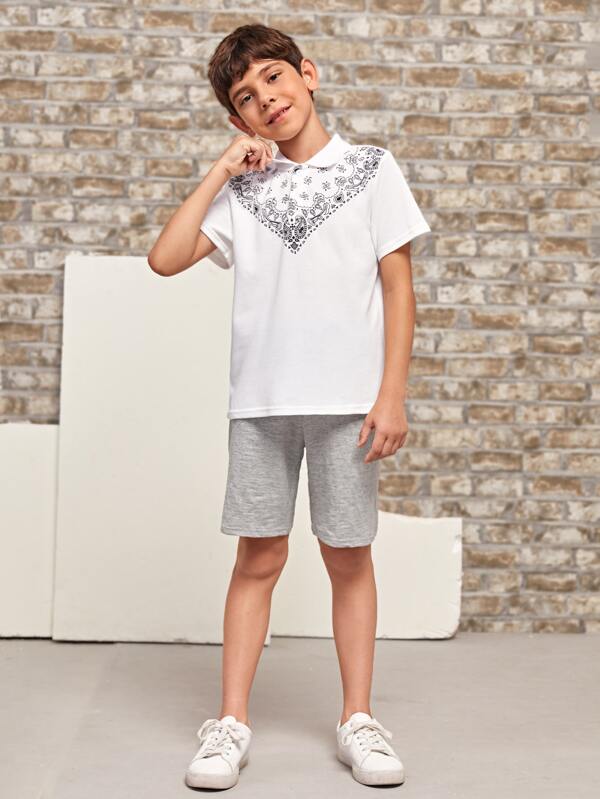 قميص بولو للأولاد من شي إن بنقشة بيزلي 