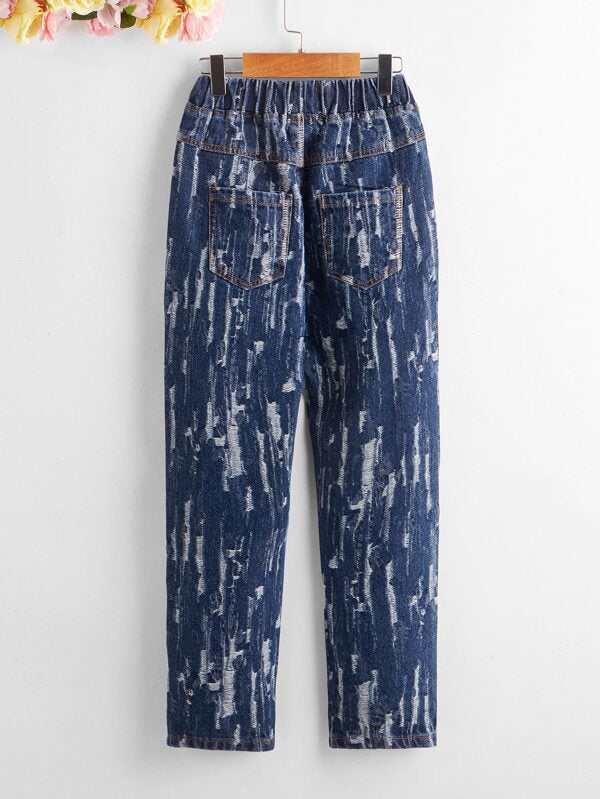 SHEIN  Boys Ripped Slant Pocket Jeans