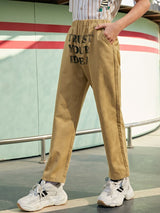 SHEIN Boys Slogan Graphic Pants