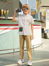 SHEIN Boys Slogan Graphic Pants