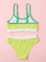 ملابس سباحة بيكيني للبنات من شى ان بتصميم مضلع وألوان متداخلة  