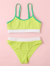 ملابس سباحة بيكيني للبنات من شى ان بتصميم مضلع وألوان متداخلة  