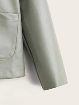 معطف شي إن للبنات من الجلد الصناعي بجيبين