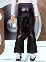 SHEIN Girls High Waist PU Leather Flare Leg Pants