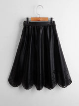 SHEIN Girls Laser Cut Out Belted PU Skirt