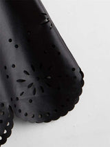 SHEIN Girls Laser Cut Out Belted PU Skirt