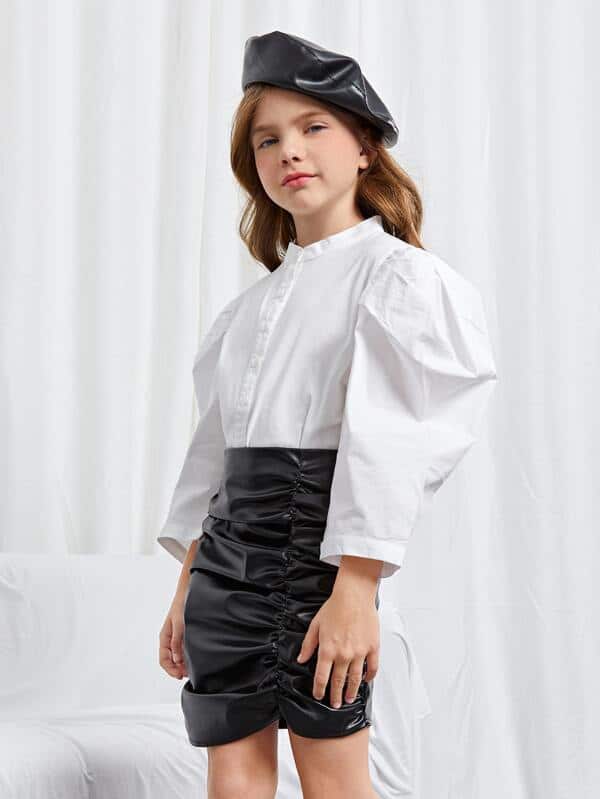 تنورة شي إن للبنات بتصميم مكشكش لامع