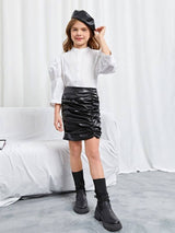 تنورة شي إن للبنات بتصميم مكشكش لامع