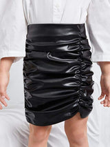 SHEIN Girls Ruched Patent Skirt