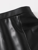 SHEIN Girls Slit Hem PU Leather Skirt