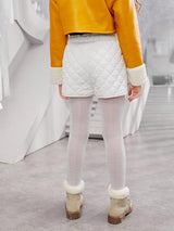 شى ان شورت بناتي مبطن بلون موحد مزين بفيونكة أمامية  