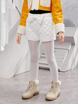 شى ان شورت بناتي مبطن بلون موحد مزين بفيونكة أمامية  