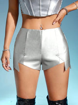 SHEIN ICON Solid PU Leather Shorts