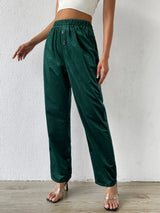 شي إن بنطلون  سادة بخصر مطاطي