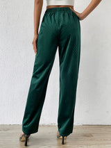 شي إن بنطلون  سادة بخصر مطاطي