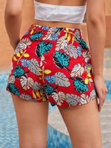 SHEIN Tie Front Tropical Print Shorts