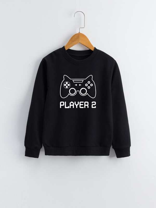 SHEIN Toddler Boys 1pc Gamepad And Letter Graphic Sweatshirt