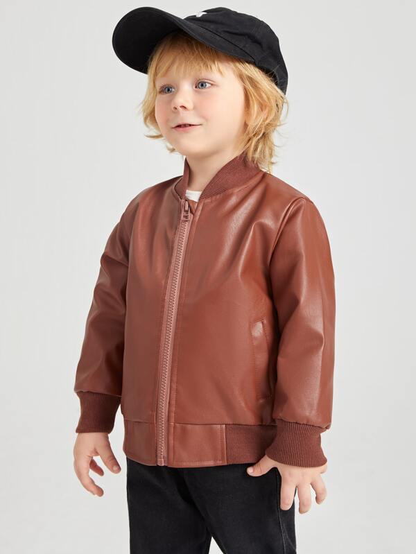 جاكيت جلد صناعي مطبوع عليه صورة رائد فضاء للأولاد الصغار من شى ان 