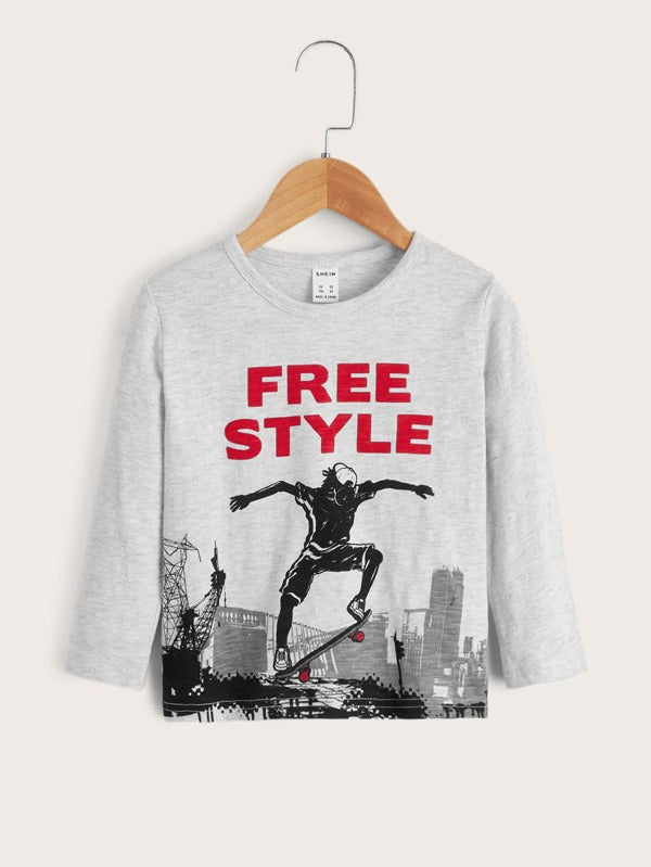 SHEIN Toddler Boys Letter And Figure Graphic Tee