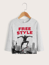 SHEIN Toddler Boys Letter And Figure Graphic Tee