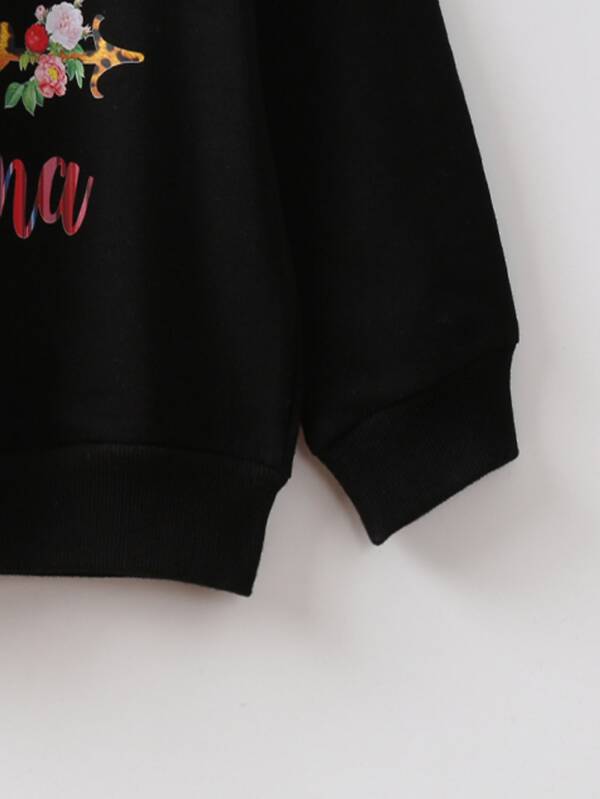 SHEIN  Toddler Boys Letter &amp; Floral Print Pullover
