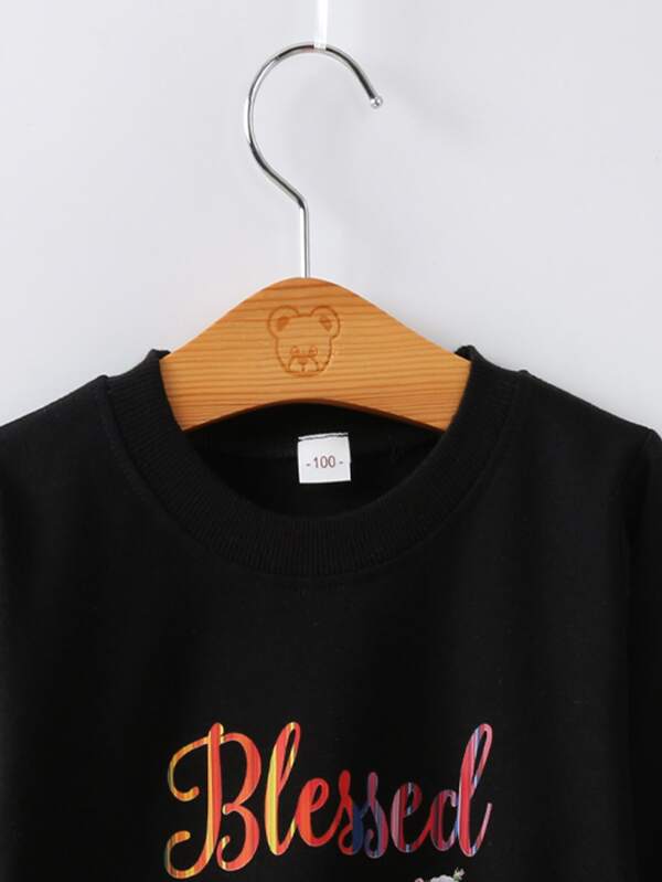 SHEIN  Toddler Boys Letter &amp; Floral Print Pullover