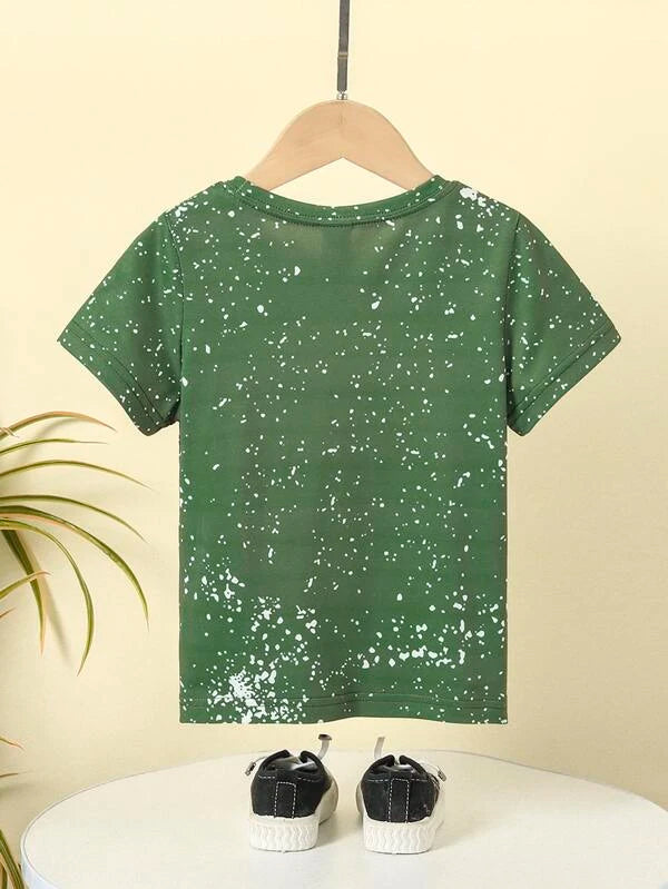 SHEIN Toddler Boys Slogan &amp; Splash Ink Print Tee