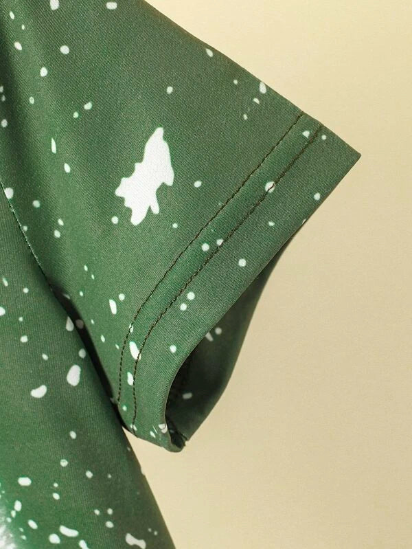 SHEIN Toddler Boys Slogan &amp; Splash Ink Print Tee