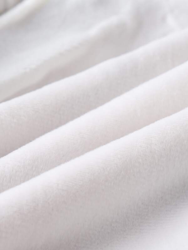 شى ان جاكيت أطفال بنات مخملي بأزرار وياقة فرو نمر