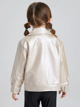 SHEIN Toddler Girls Button Front PU Leather Jacket