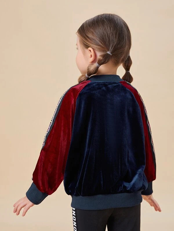 جاكيت بومبر مخملي ملون للبنات الصغيرات من شي إن