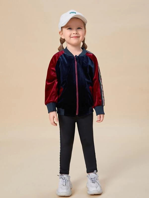 جاكيت بومبر مخملي ملون للبنات الصغيرات من شي إن