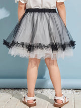 SHEIN Toddler Girls Elastic Waist Frill Trim Mesh Skirt