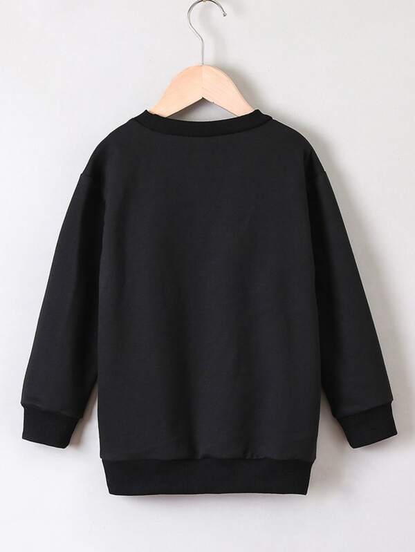 SHEIN  Toddler Girls Fire And Slogan Graphic Sweatshirt Dress