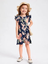 فستان شي إن للبنات الصغيرات بطبعة زهور وأكمام فراشة