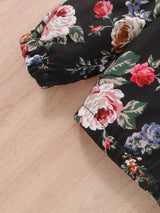 شى ان جاكيت بغطاء رأس للأطفال البنات بسحّاب أمامي مزين بطبعة زهور أنيقة وعصرية