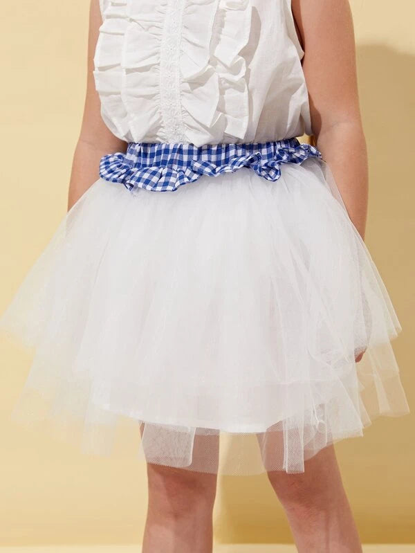 تنورة شبكية متعددة الطبقات من SHEIN للبنات الصغيرات