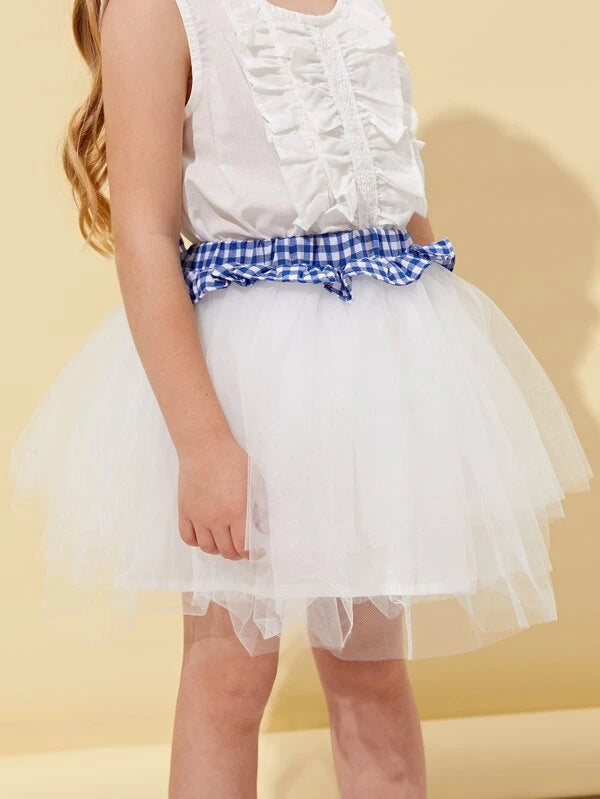 تنورة شبكية متعددة الطبقات من SHEIN للبنات الصغيرات