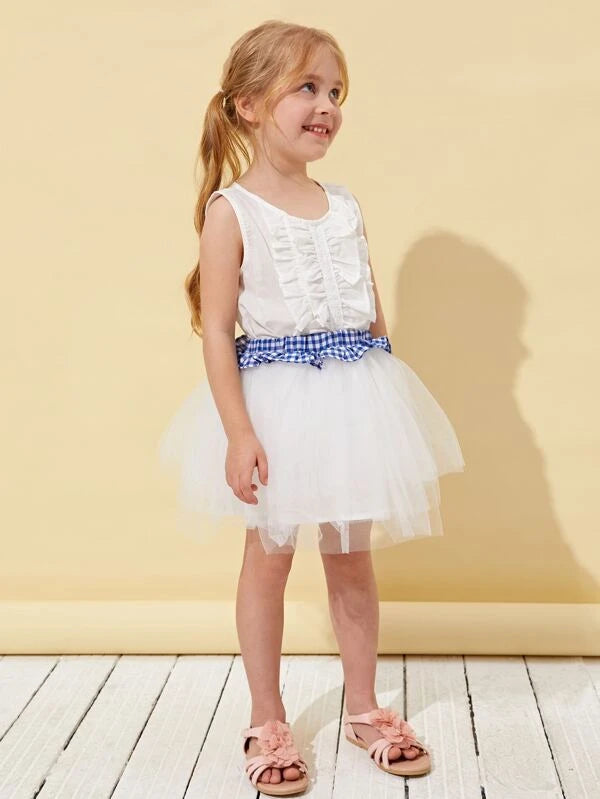 تنورة شبكية متعددة الطبقات من SHEIN للبنات الصغيرات