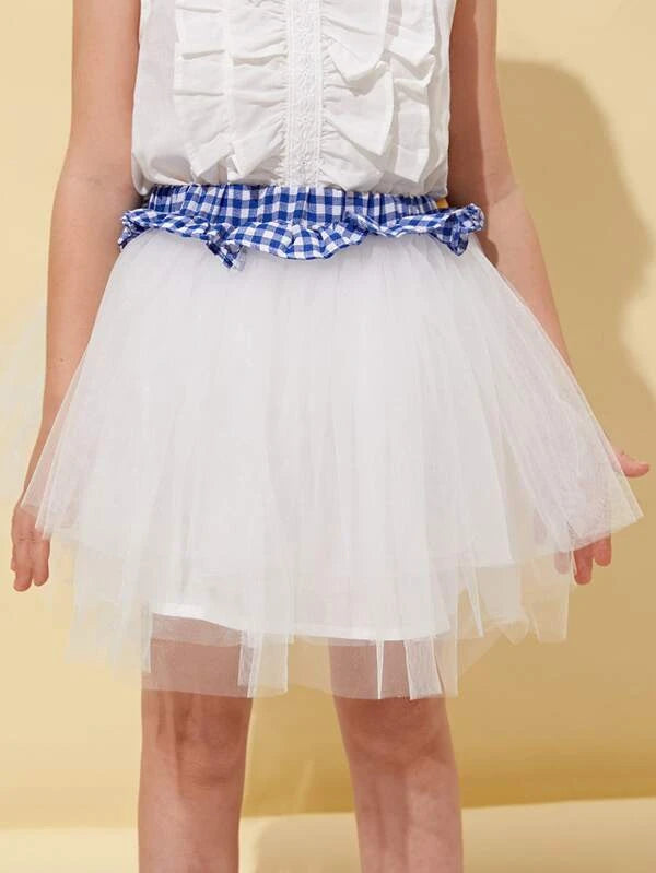 SHEIN Toddler Girls Layered Hem Mesh Skirt