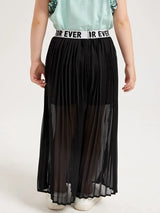 شى ان بنطلون واسع الساقين مكشكش بخصر مزين بحروف    