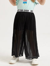 SHEIN Toddler Girls Letter Waist Pleated Wide Leg Pants